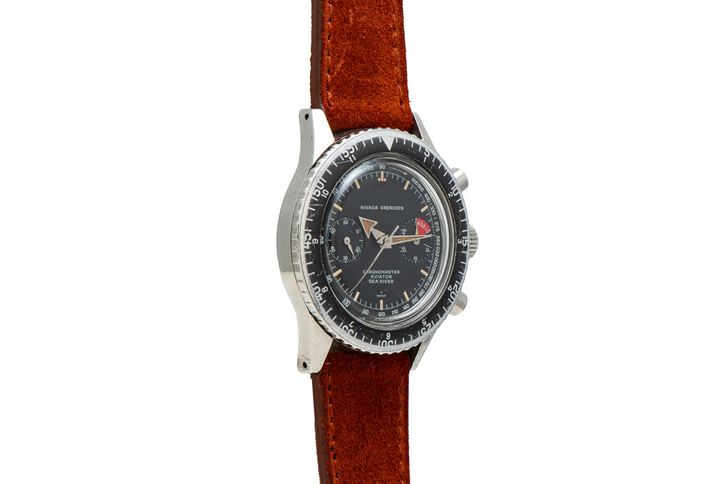 Nivada Grenchen Chronomaster Aviator Sea Diver White Broad Arrow Dial On  Leather Strap – HODINKEE Shop