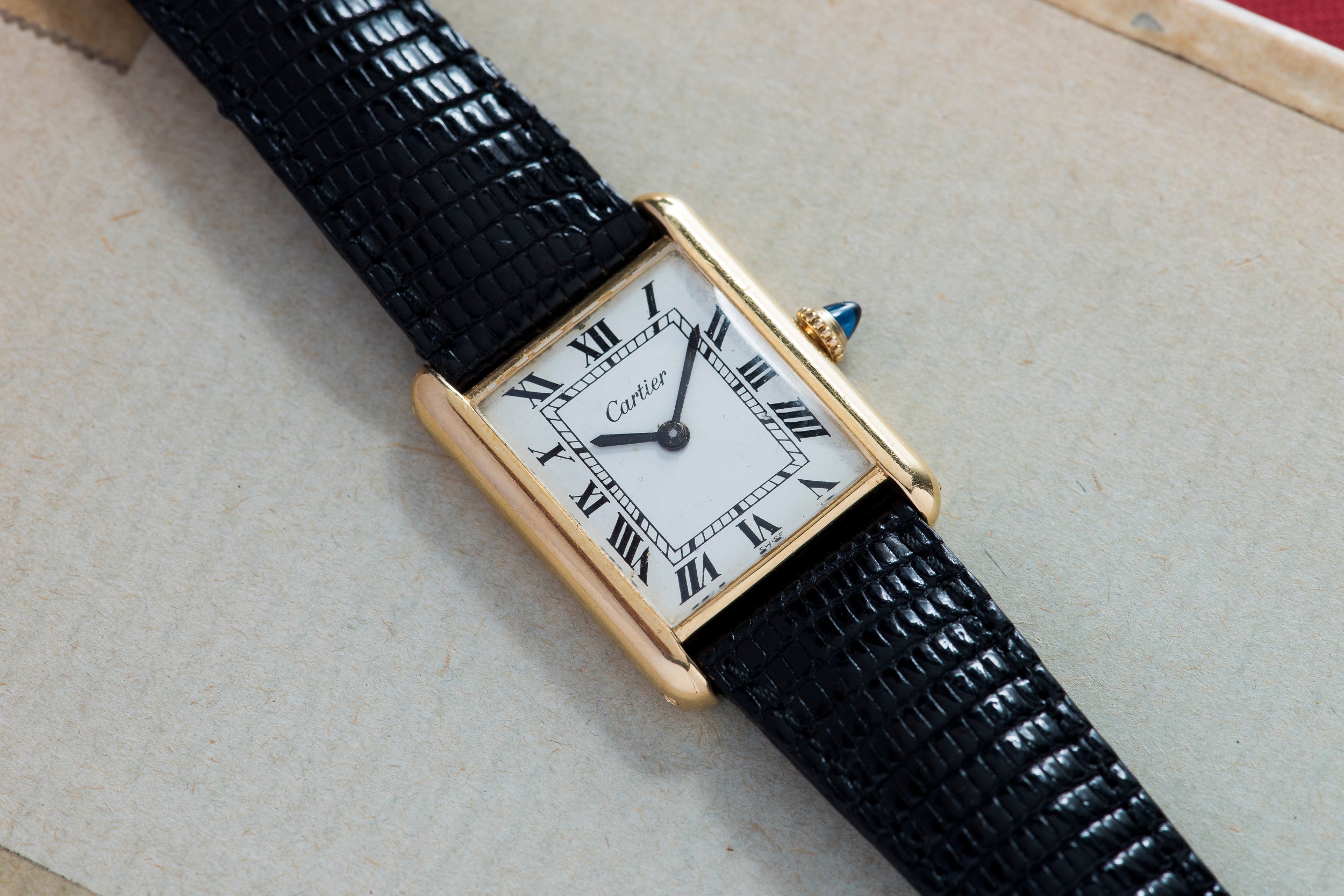 Vintage Solid 18K Yellow Gold Cartier Tank Wristwatch 24mm X 