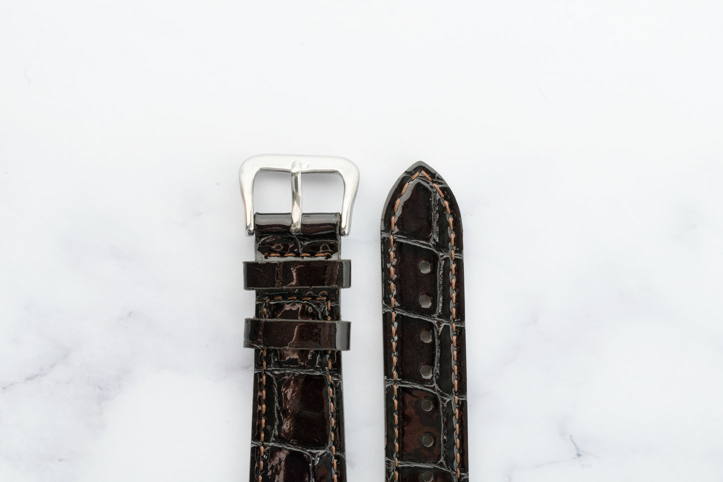 Hayworth Brown Gloss Alligator-Pattern Strap