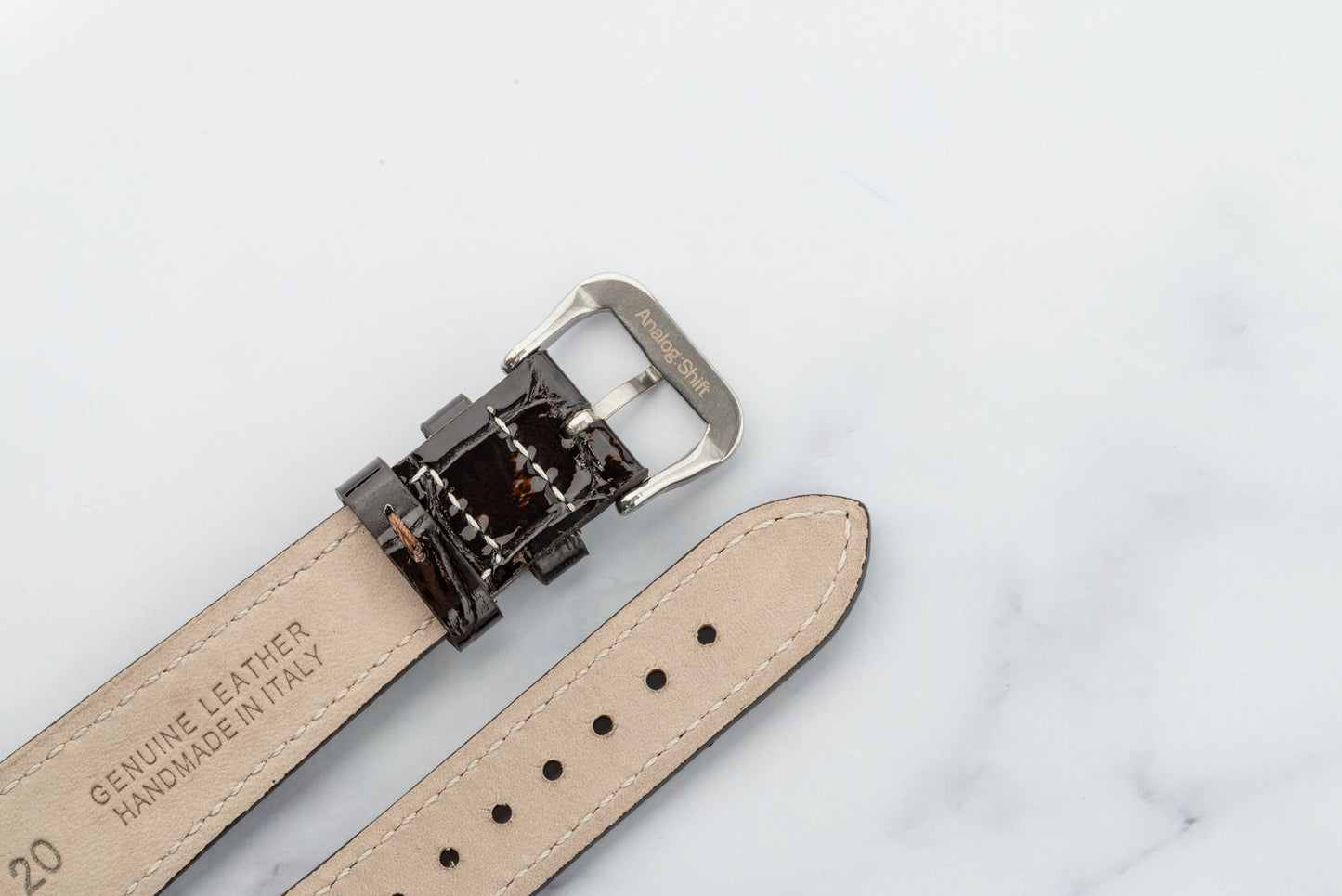 Hayworth Brown Gloss Alligator-Pattern Strap