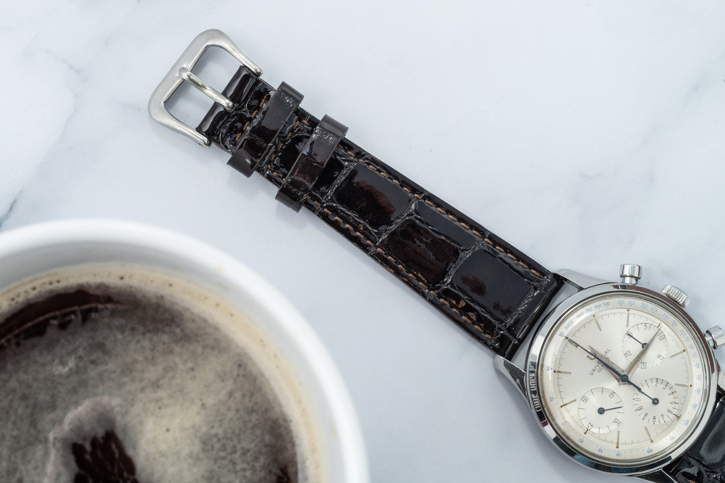 Hayworth Brown Gloss Alligator-Pattern Strap