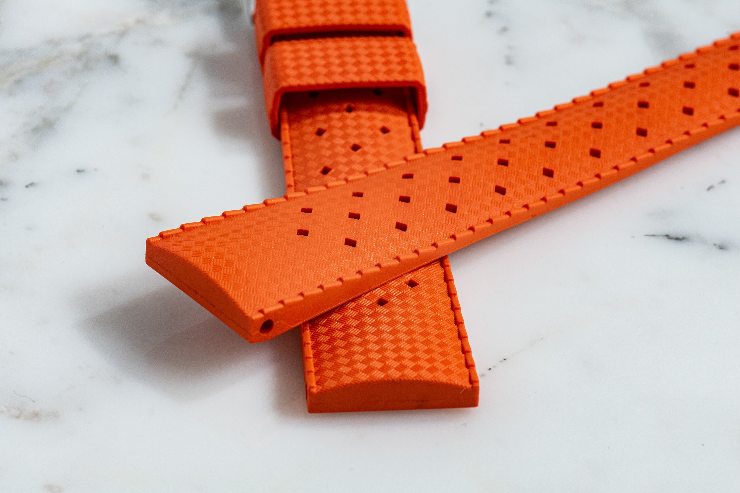 Orange FKM Rubber Strap | FKM Smooth Diver Rubber Watch Bands