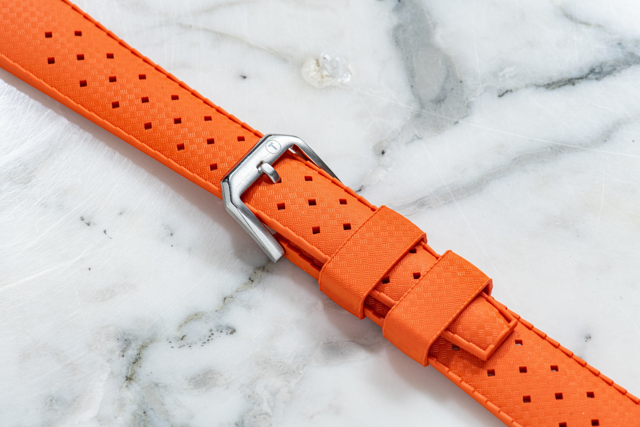 Blue, White and Orange Twill Adjustable Single Pass Slip Through Watch Strap  (20 & 22mm)