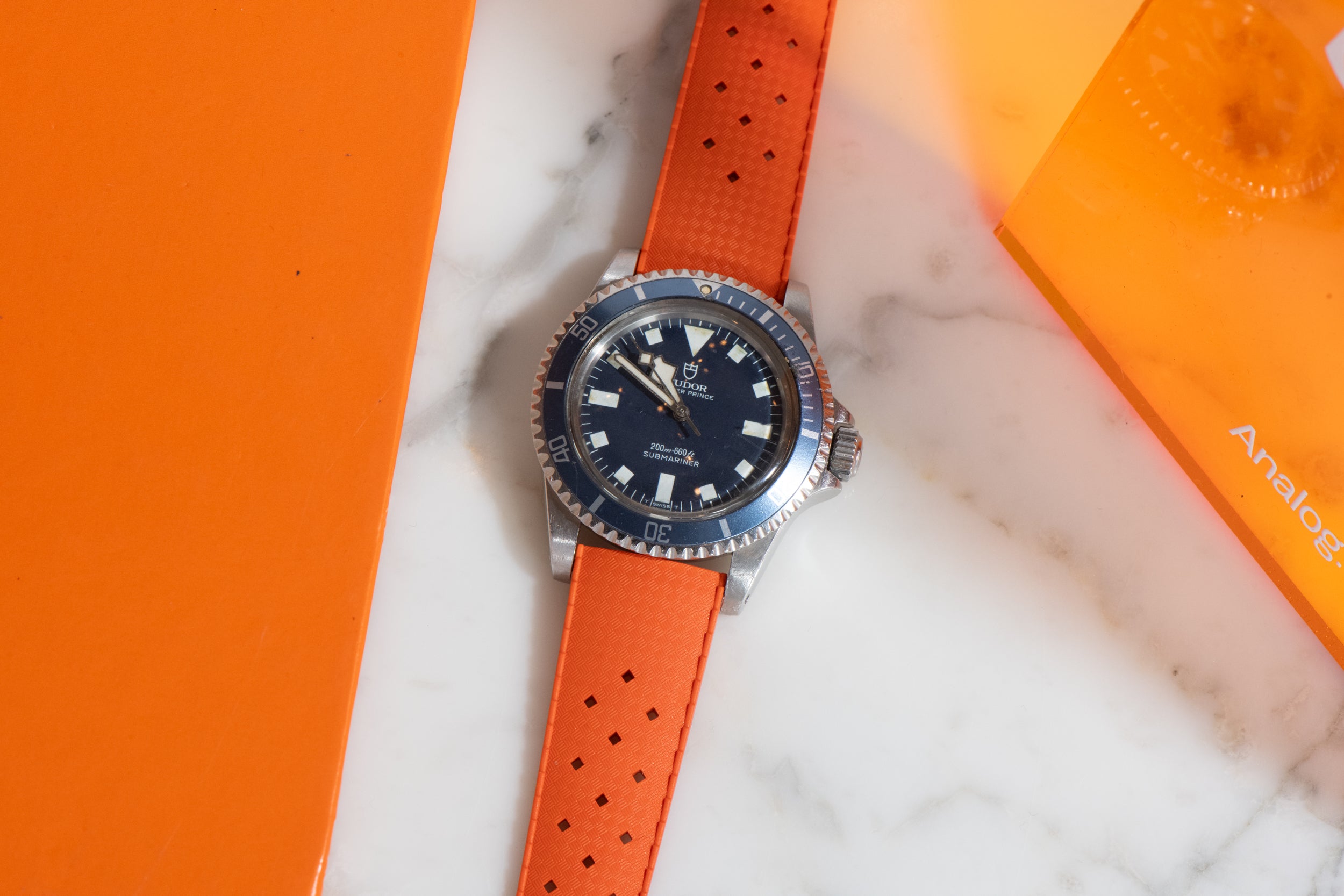 Blue watch orange on sale strap