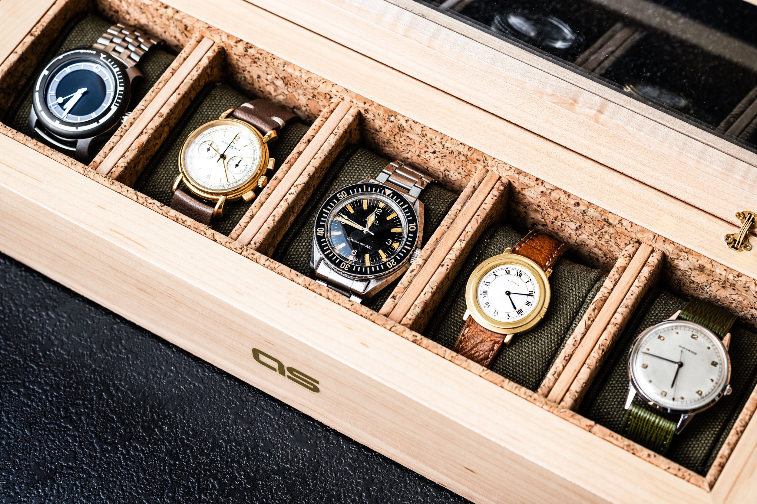 Rothwell 10 Slot Watch Box With Drawer (Black / Black) - Blacklist Watches