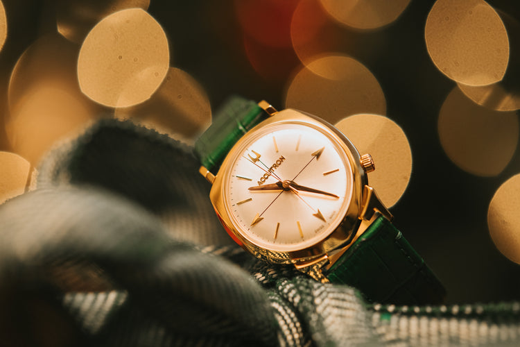 Accutron watch featured in a holiday setting