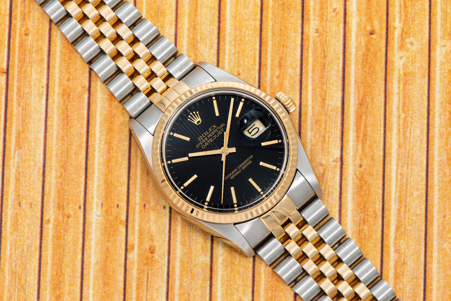 Sold) Rolex Oyster Perpetual Datejust Tapestry Dial 18K Gold Steel (Y –  Asia Timepiece Centre