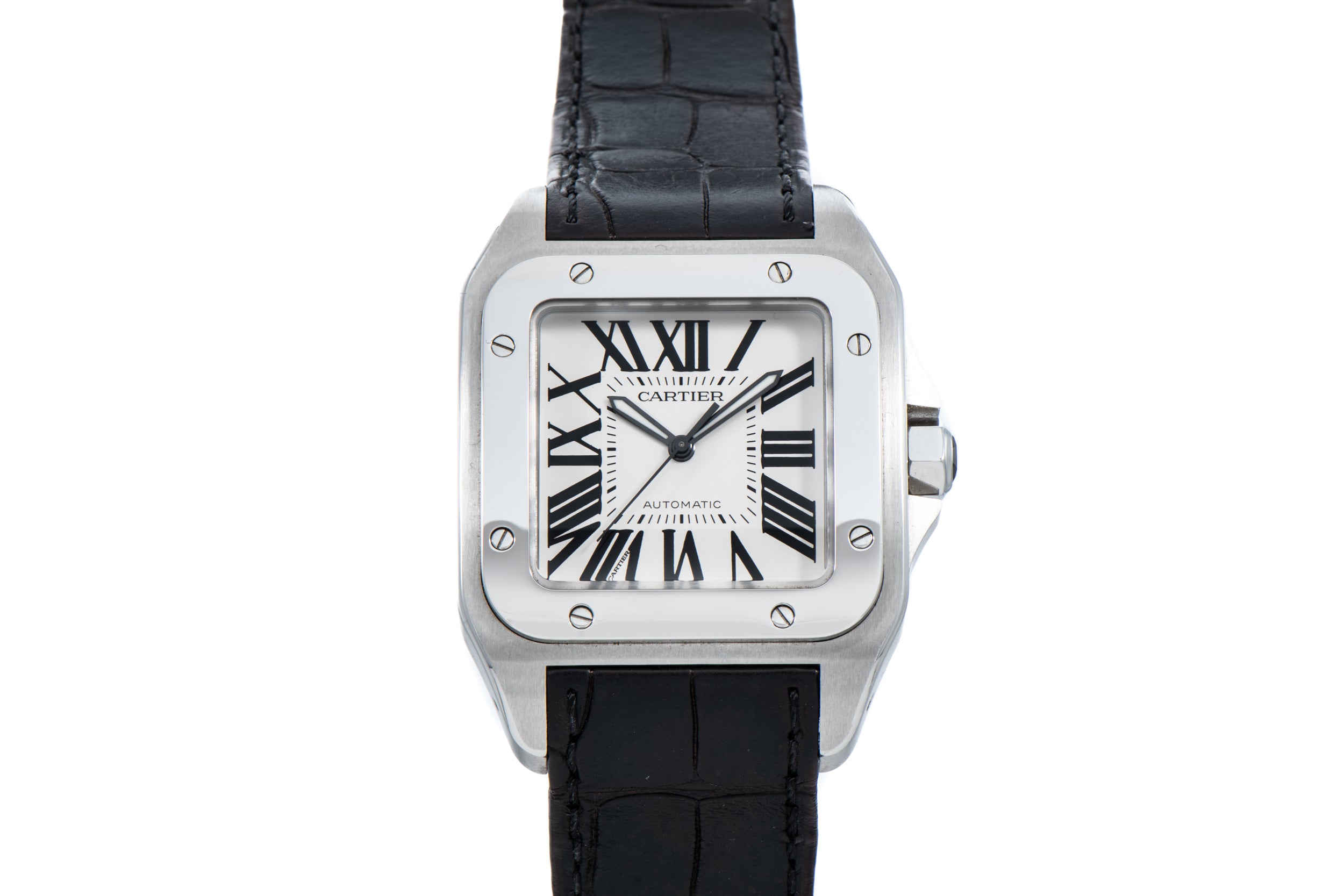 Cartier santos 100 leather on sale strap