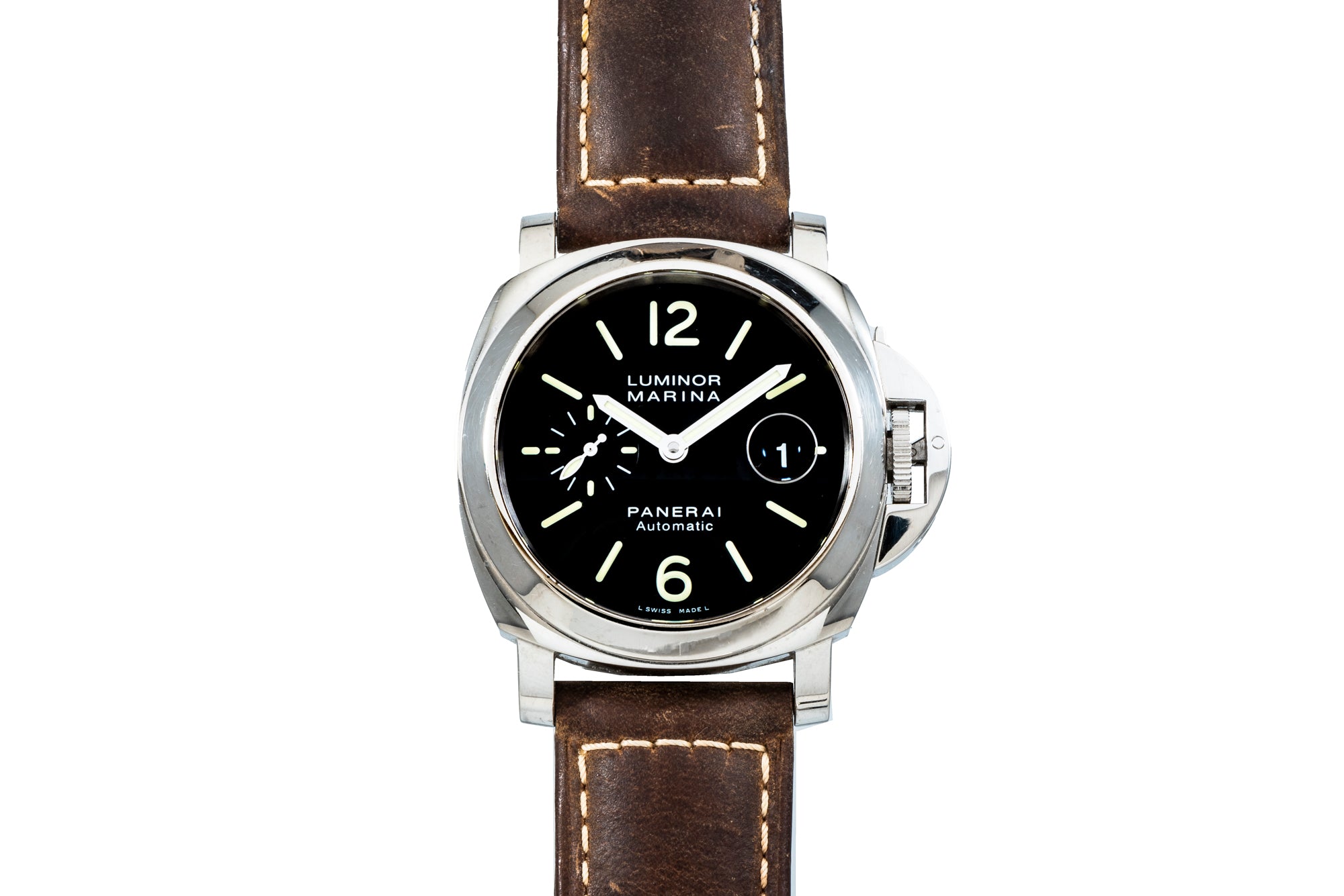 Panerai Luminor Marina Acciaio Logo Tropical Brown Dial 44mm Watch PAM00632  PreOwned | Diamonds East Intl.