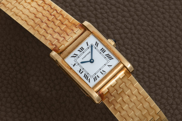 Women's 14K Gold-Plated Tank Watch with Crystal Bezel - Peugeot Watches