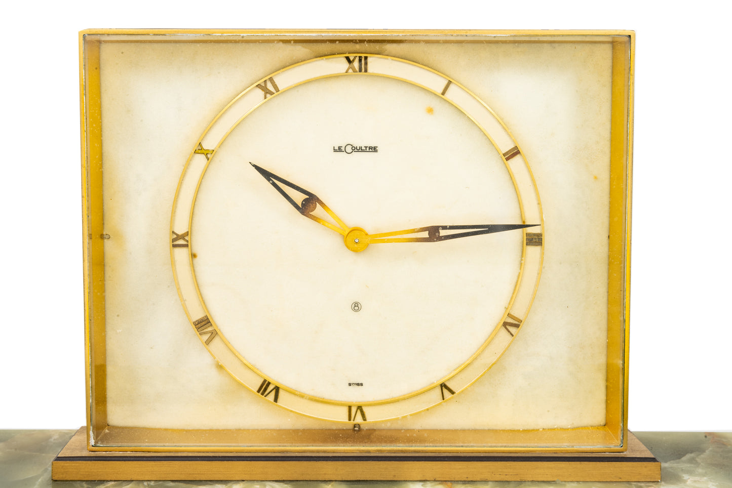 Jaeger-Lecoultre Art Deco Glass and Bronze Desk Clock-NYShowplace